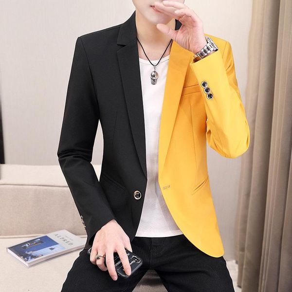 men's suits & blazers nice colorblock blazer youth autumn casual dual-color patchwork trendy handsome jacket, White;black
men's suits & blazers nice colorblock blazer youth autumn casual dual-color patchwork trendy handsome jacket, White;black