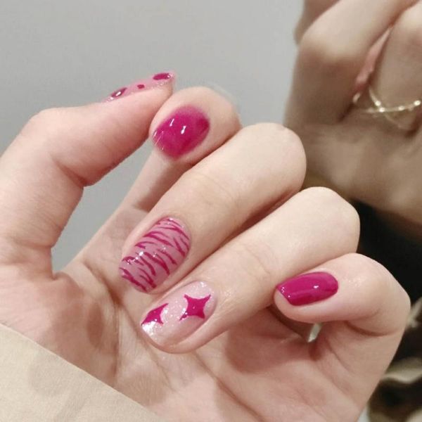 false nails 24pcs fake short with glue star leopard printed nail patch plum red type removable paragraph fashion manicure, Red;gold
false nails 24pcs fake short with glue star leopard printed nail patch plum red type removable paragraph fashion manicure, Red;gold