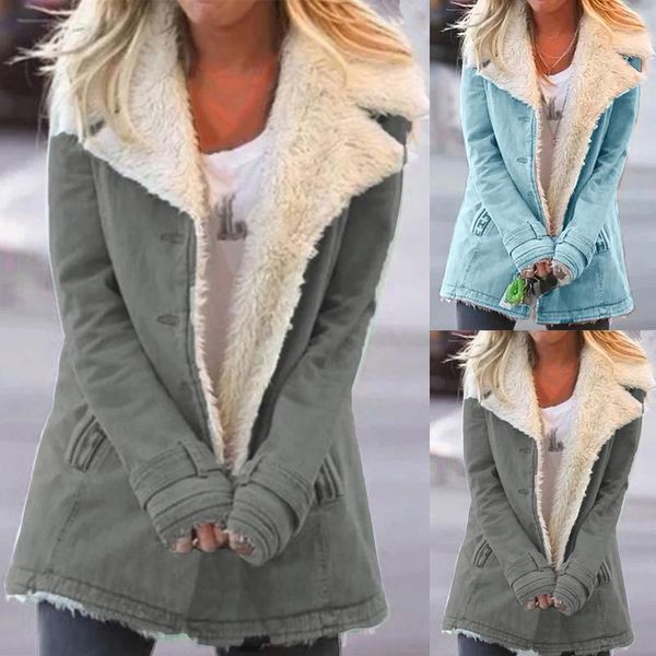 women's jackets women autumn spring jacket plus size winter warm composite plush button lapels outwear coat, Black;brown
women's jackets women autumn spring jacket plus size winter warm composite plush button lapels outwear coat, Black;brown