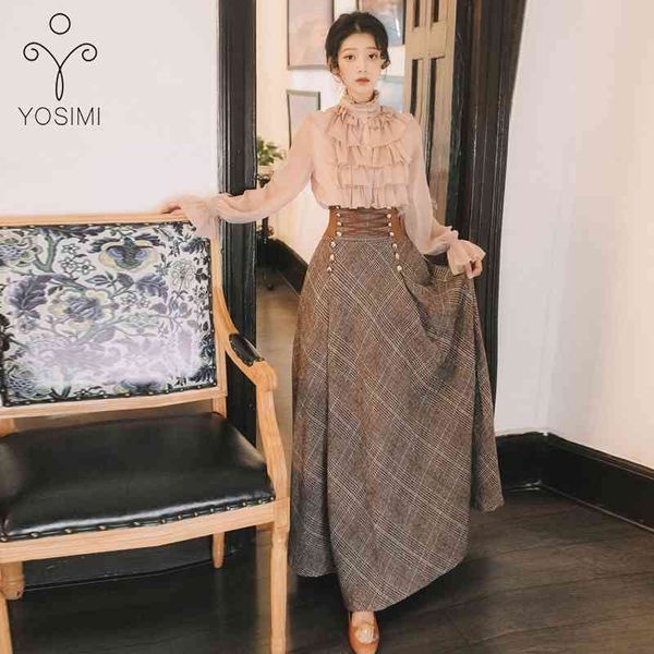 yosimi autumn winter long sleeve blouse and woolen plaid skirt set suit women two piece outfits sweater 210604, White
yosimi autumn winter long sleeve blouse and woolen plaid skirt set suit women two piece outfits sweater 210604, White