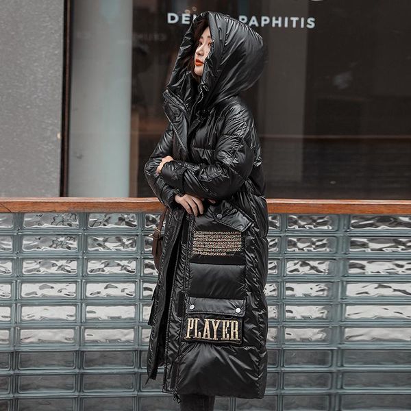 women's down & parkas embroidery winter x-long jacket for women gloosy hooded waterproof thick warm female coat streetwear parka, Black
women's down & parkas embroidery winter x-long jacket for women gloosy hooded waterproof thick warm female coat streetwear parka, Black