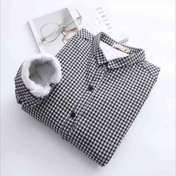 korean black and white plaid velvet shirt women long sleeve warm winter thickening blouse female outerwears
korean black and white plaid velvet shirt women long sleeve warm winter thickening blouse female outerwears