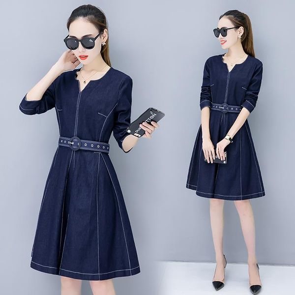 casual dresses fashion spring and autumn waist denim dress women slim long-sleeved round neck jeans female, Black;gray
casual dresses fashion spring and autumn waist denim dress women slim long-sleeved round neck jeans female, Black;gray