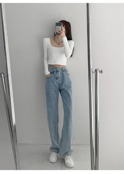women's jeans street fashion style trousers retro elegant high waist design cross slim straight pants blue
women's jeans street fashion style trousers retro elegant high waist design cross slim straight pants blue