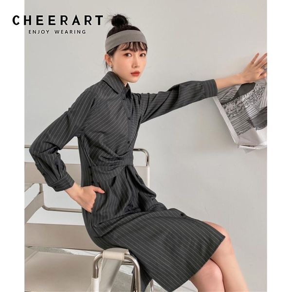casual dresses cheerart autumn 2021 striped long sleeve shirt dress women vintage button up bandage tunic collar fashion clothing, Black;gray
casual dresses cheerart autumn 2021 striped long sleeve shirt dress women vintage button up bandage tunic collar fashion clothing, Black;gray