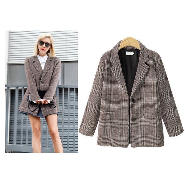women plaid blazer female suits jackets coats office ladies wear 2020 casual elegant long sleeve vintage single breasted outwear 3vhy, White;black
women plaid blazer female suits jackets coats office ladies wear 2020 casual elegant long sleeve vintage single breasted outwear 3vhy, White;black