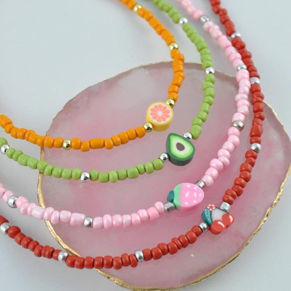 chokers bohemian cute fruit pendant necklace red pink green orange rice bead short jewelry sweet charm gift for women girls 2021, Golden;silver
chokers bohemian cute fruit pendant necklace red pink green orange rice bead short jewelry sweet charm gift for women girls 2021, Golden;silver