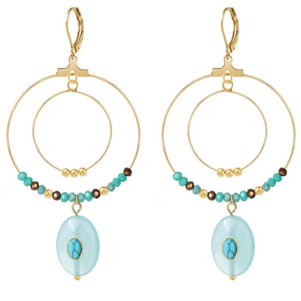 dangle & chandelier boho style handmade natural stone drop earrings stainless steel double circle blue beads long jewelry wholesale, Silver
dangle & chandelier boho style handmade natural stone drop earrings stainless steel double circle blue beads long jewelry wholesale, Silver