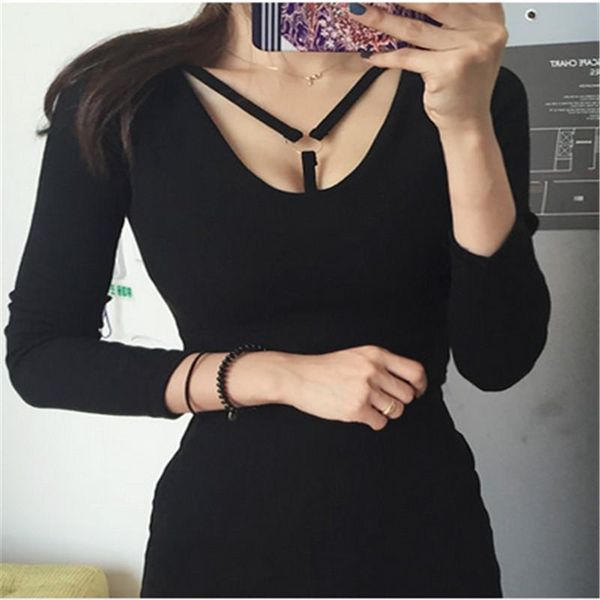 women's t-shirt 2021 slim full sleeve low cut v-neck hollow out crop women tees t shirt female femmes, White
women's t-shirt 2021 slim full sleeve low cut v-neck hollow out crop women tees t shirt female femmes, White