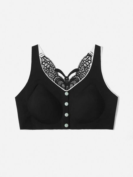 plus button front bra h9je#, Black;white 
plus button front bra h9je#, Black;white