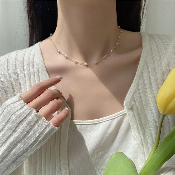 chokers beads women's neck chain korean fashion pearl choker necklace gold color goth chocker jewelry on the pendant for girl, Golden;silver
chokers beads women's neck chain korean fashion pearl choker necklace gold color goth chocker jewelry on the pendant for girl, Golden;silver