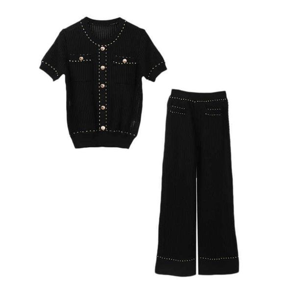 perhaps u women o neck knitted short sleeve black white full length pants set button elastic t0208 210529
perhaps u women o neck knitted short sleeve black white full length pants set button elastic t0208 210529