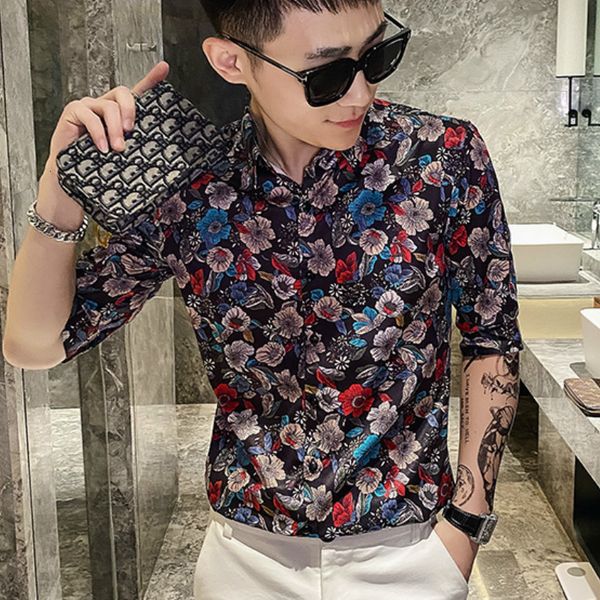 2021 flower of the men with sleeves short fitting streetwear shirts summer social party club casual shirt chemise homme tbtj, White;black
2021 flower of the men with sleeves short fitting streetwear shirts summer social party club casual shirt chemise homme tbtj, White;black