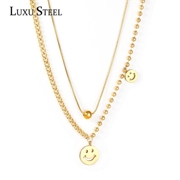 pendant necklaces luxusteel stainless steel beaded chains gold color smile round ball necklace fashion multilayer collars, Silver
pendant necklaces luxusteel stainless steel beaded chains gold color smile round ball necklace fashion multilayer collars, Silver