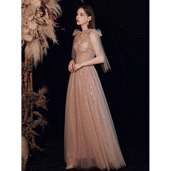 Chic Bowknot Strap V Neck Shining Pageant Party Gown Vintage Bandage Backless Slim Female Banquet Dress Long Evening Dress, Light pink
Chic Bowknot Strap V Neck Shining Pageant Party Gown Vintage Bandage Backless Slim Female Banquet Dress Long Evening Dress, Light pink
