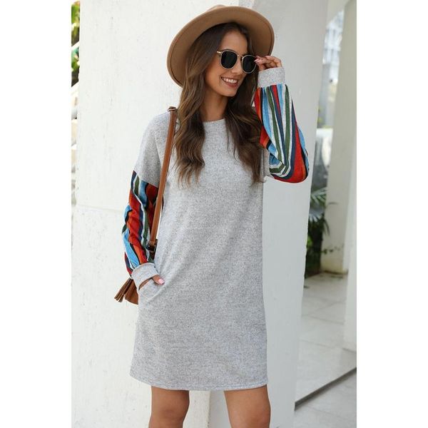 casual dresses women autumn fashion colorful stripes stitching round collar long sleeve loose dress, Black;gray
casual dresses women autumn fashion colorful stripes stitching round collar long sleeve loose dress, Black;gray