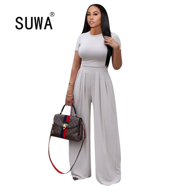 women knitted short sleeve o-neck crop wide leg pants 2 piece set for female trousers two pieces suits 210525, White
women knitted short sleeve o-neck crop wide leg pants 2 piece set for female trousers two pieces suits 210525, White
