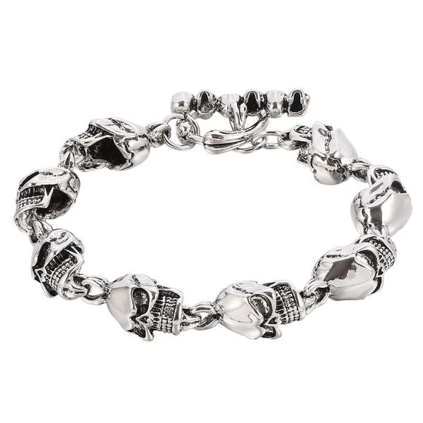 link, chain design men punk skull bracelet cool fashion charms gothic jewelry party accessories, Black
link, chain design men punk skull bracelet cool fashion charms gothic jewelry party accessories, Black