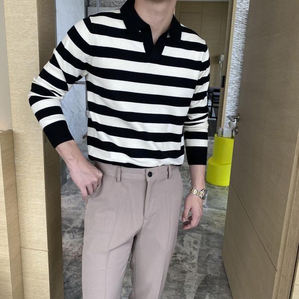 men's sweaters 2022 autumn winter men 's collar pullover striped sweater knitted warm jumper knitwear k16, White;black
men's sweaters 2022 autumn winter men 's collar pullover striped sweater knitted warm jumper knitwear k16, White;black