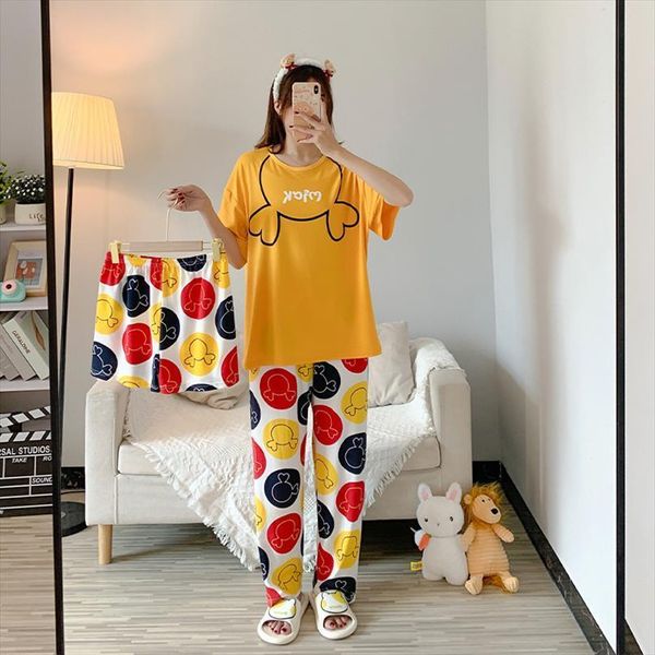 three piece pajamas set summer women sleepwear short trousers korean students loose large size cute cartoon to wear at home, Black;red
three piece pajamas set summer women sleepwear short trousers korean students loose large size cute cartoon to wear at home, Black;red