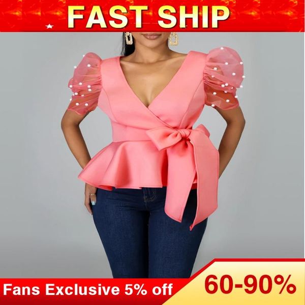 women's blouses & shirts beading puff sleeve pink bloues summer african 2021 party dinner club femme high waist lace up lady, White
women's blouses & shirts beading puff sleeve pink bloues summer african 2021 party dinner club femme high waist lace up lady, White