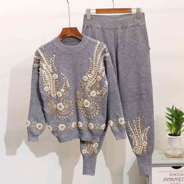 women's two piece pants set of two women's knitted or crocheted pieces with embroidered sequins, nightgown and casual jacket fashi, White
women's two piece pants set of two women's knitted or crocheted pieces with embroidered sequins, nightgown and casual jacket fashi, White