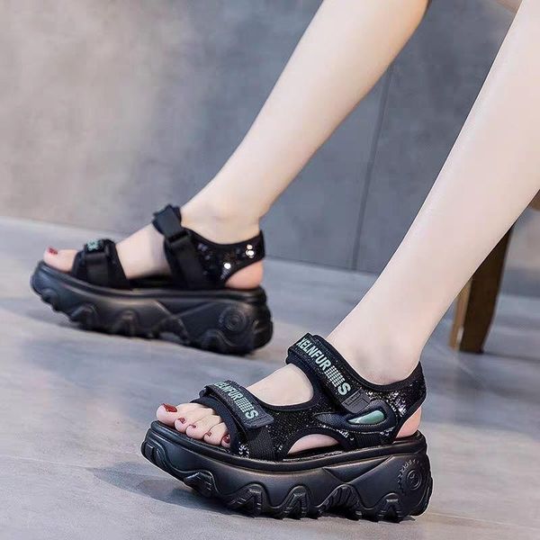 sandals sequined cloth chunky thick bottom fashion open toes flat with beach casual shoes designers hook & loop women, Black
sandals sequined cloth chunky thick bottom fashion open toes flat with beach casual shoes designers hook & loop women, Black