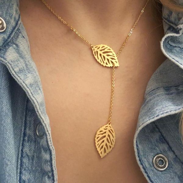 pendant necklaces bff gift gold color double leaf necklace women elegant jewelry stainless steel clavicle chain plant collares largos 2021, Silver
pendant necklaces bff gift gold color double leaf necklace women elegant jewelry stainless steel clavicle chain plant collares largos 2021, Silver