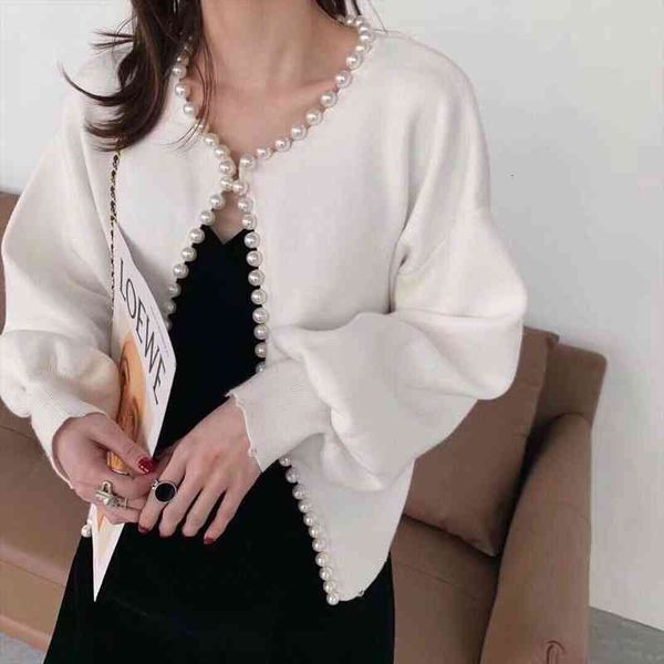 women chic o collar knitting cardigan autumn ladies fashion pearl trim long sleeve loose warm casual sweater coat, White;black
women chic o collar knitting cardigan autumn ladies fashion pearl trim long sleeve loose warm casual sweater coat, White;black