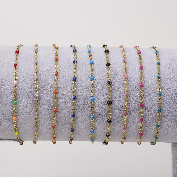 link, chain women colorful enamel bead bracelet fashion simple jewelry stainless steel with beads accessories, Black
link, chain women colorful enamel bead bracelet fashion simple jewelry stainless steel with beads accessories, Black