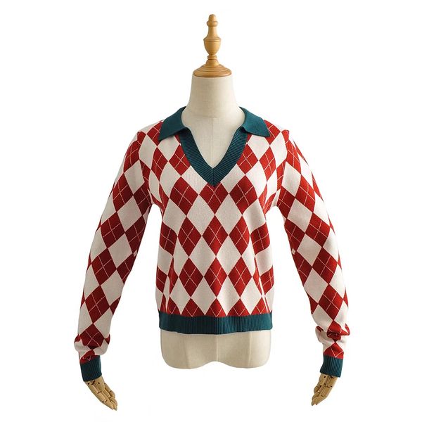 2021 vintage women knitting check rhombus plaid sweater streetwear contrast pullovers knitwear casual long sleeve jumper, White;black
2021 vintage women knitting check rhombus plaid sweater streetwear contrast pullovers knitwear casual long sleeve jumper, White;black