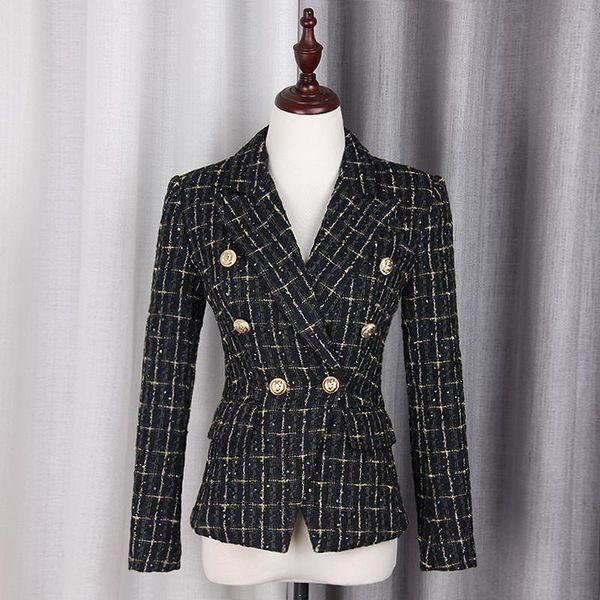 s-xxl high-quality fashion bright silk sequined tweed plaid fabric double-breasted long-sleeved slim-fit commuter women's blazer, White;black
s-xxl high-quality fashion bright silk sequined tweed plaid fabric double-breasted long-sleeved slim-fit commuter women's blazer, White;black
