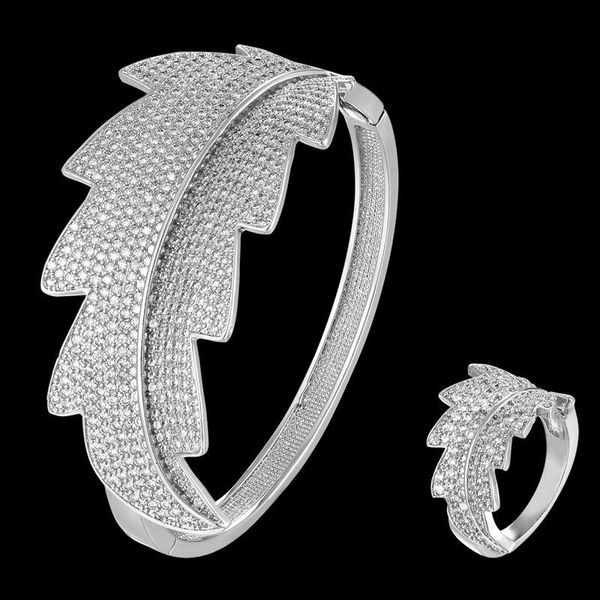 earrings & necklace funmode luxury leaf shape design cz pave dubai bangle ring jewelry sets for wedding bridal bijoux wholesale fs243, Silver
earrings & necklace funmode luxury leaf shape design cz pave dubai bangle ring jewelry sets for wedding bridal bijoux wholesale fs243, Silver