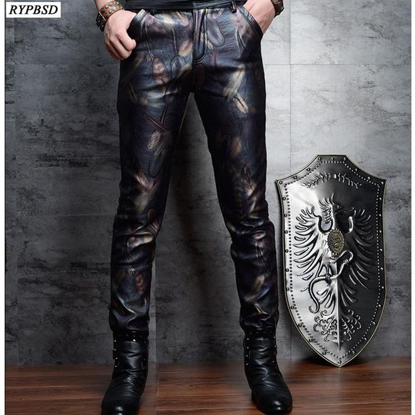 men's pants skinny leather men fashion printed slim fit pu faux trousers zipper mens biker trouser, Black
men's pants skinny leather men fashion printed slim fit pu faux trousers zipper mens biker trouser, Black