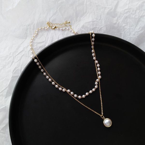 pendant necklaces vintage double layer chain gold choker necklace women korean style pearl bohemia fashion jewelry collar, Silver
pendant necklaces vintage double layer chain gold choker necklace women korean style pearl bohemia fashion jewelry collar, Silver