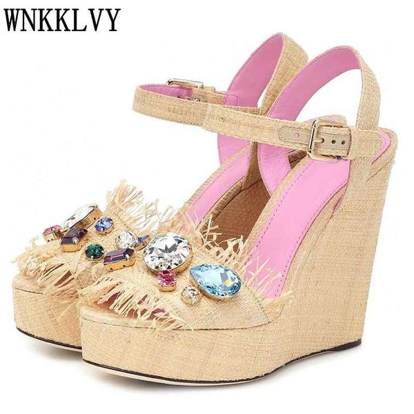 sandals thick sole wedges high heel women cloth shiny rhinestone decor ankle strap sandalias summer party dress shoes female, Black
sandals thick sole wedges high heel women cloth shiny rhinestone decor ankle strap sandalias summer party dress shoes female, Black