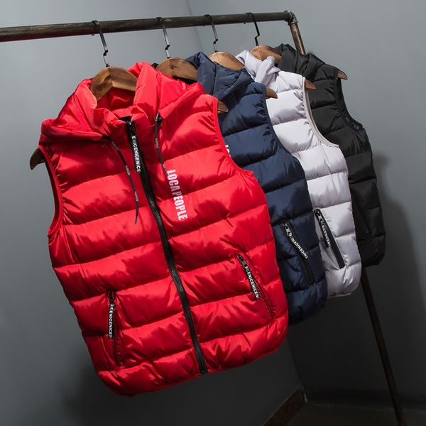 detachable hat autumn winter handsome male and female students trend down couple camper cotton vest coat, Black;white
detachable hat autumn winter handsome male and female students trend down couple camper cotton vest coat, Black;white