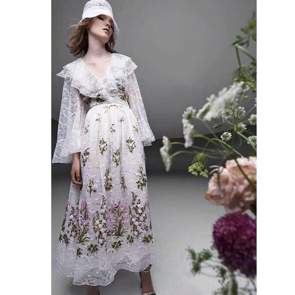 runway designer autumn new women's fashion party elegant chic embroidery stitching white lace long dress s42c, Black;gray
runway designer autumn new women's fashion party elegant chic embroidery stitching white lace long dress s42c, Black;gray