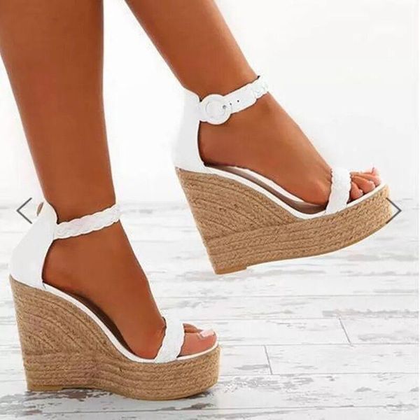 summer women's shoes wedges super high heels platform ladies footwear fashion straw buckle open toe casual female sandals, Black
summer women's shoes wedges super high heels platform ladies footwear fashion straw buckle open toe casual female sandals, Black