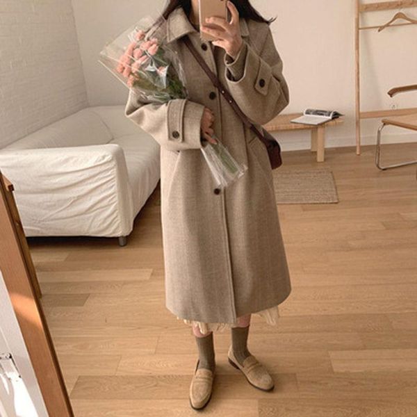 women's wool & blends fashion mid-length loose casual woolen coat thick windproof warm breathable autumn and winter, Black
women's wool & blends fashion mid-length loose casual woolen coat thick windproof warm breathable autumn and winter, Black