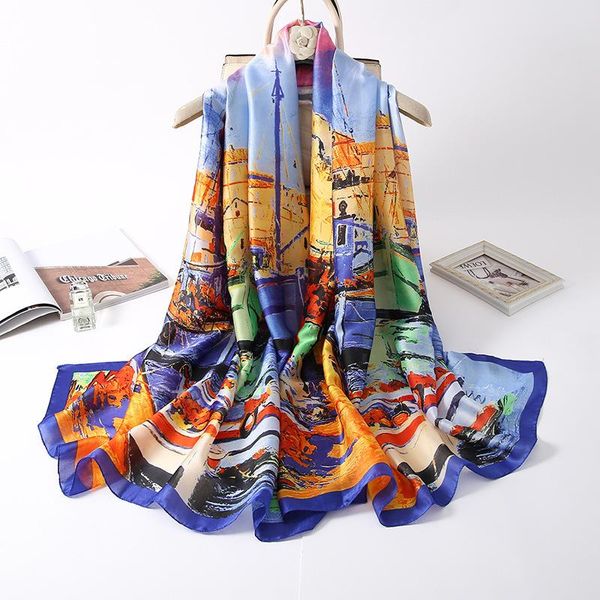 scarves 2021 spring sunscreen 180x90cm silk scarf women neck wraps foulard neckerchief head fashion bandana oil painting shawl, Blue;gray
scarves 2021 spring sunscreen 180x90cm silk scarf women neck wraps foulard neckerchief head fashion bandana oil painting shawl, Blue;gray