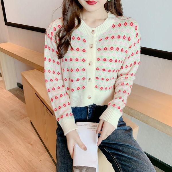 women's jackets printed knitted cardigan sweater coats slim wear long sleeve round neck sweet single-breasted outerwear, Black;brown
women's jackets printed knitted cardigan sweater coats slim wear long sleeve round neck sweet single-breasted outerwear, Black;brown