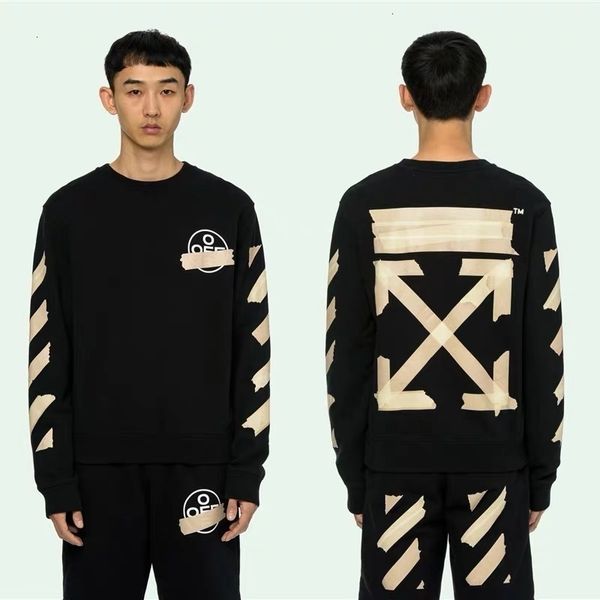 correct version tide off brand style round badge rubber strip printed men's and women's terry neck pullover, Black
correct version tide off brand style round badge rubber strip printed men's and women's terry neck pullover, Black