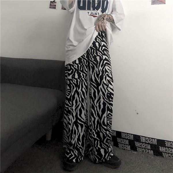 new spring harajuku female zebra pattern straight in style loose leg drop casual pants for women's clothes 5fqj, Black;white
new spring harajuku female zebra pattern straight in style loose leg drop casual pants for women's clothes 5fqj, Black;white