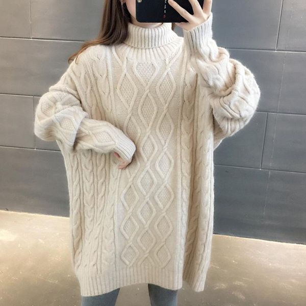 women's sweaters solid high neck woman's knitted jumper long sleeve female turtleneck sweater loose casual ladies pullovers for ou, White;black
women's sweaters solid high neck woman's knitted jumper long sleeve female turtleneck sweater loose casual ladies pullovers for ou, White;black