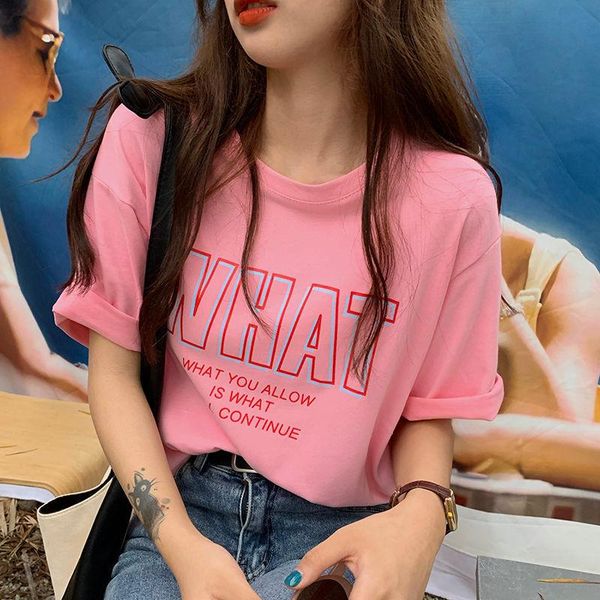 women's t-shirt 2021 summer korean version letter printing loose student cotton solid color short sleeve, White
women's t-shirt 2021 summer korean version letter printing loose student cotton solid color short sleeve, White