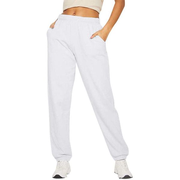 women casual solid color sport pants, elastic waist ankle cuff loose sweatpants with pocket, Black;white
women casual solid color sport pants, elastic waist ankle cuff loose sweatpants with pocket, Black;white