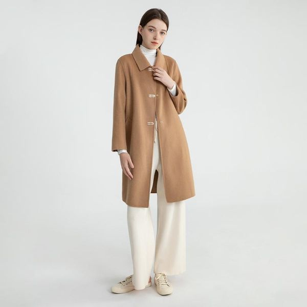 women's wool & blends autumn and winter double-sided coat women in the long elegant retro wind, Black
women's wool & blends autumn and winter double-sided coat women in the long elegant retro wind, Black