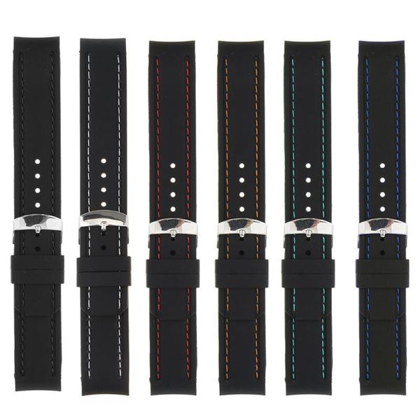 watch bands silicone strap band curved ends black rubber with stitch 22mm, Black;brown
watch bands silicone strap band curved ends black rubber with stitch 22mm, Black;brown