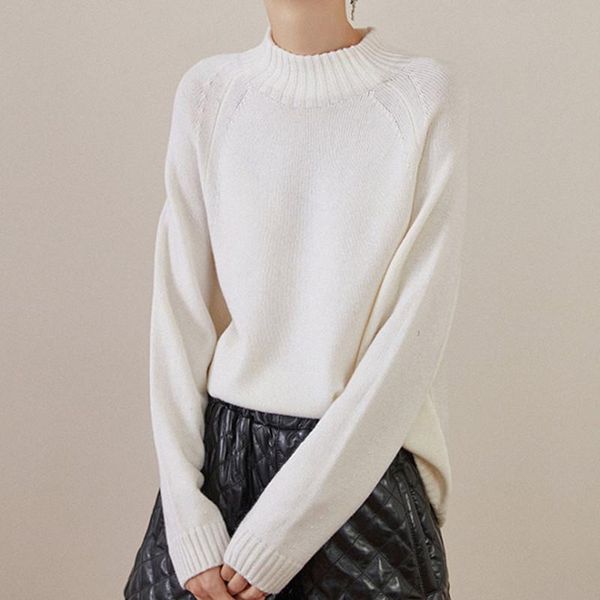 women's sweaters half turtleneck women knit four colors loose long sleeve ladies pullover early spring 2021, White;black
women's sweaters half turtleneck women knit four colors loose long sleeve ladies pullover early spring 2021, White;black